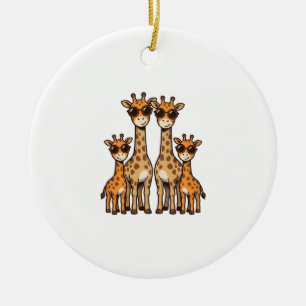 Ornamento De Cerâmica Óculos de Sol Família de Girafa Legal Vintage Engr