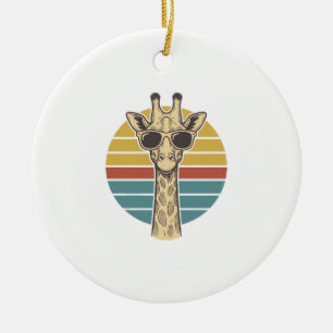 Ornamento De Cerâmica Óculos de Sol Girafa Vintage Vetor Pôr do Sol Retr