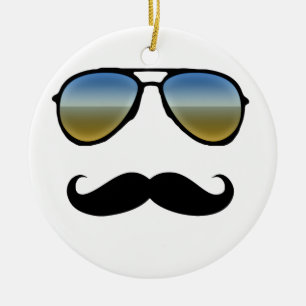 Ornamento De Cerâmica Óculos de sol retros engraçados com Moustache