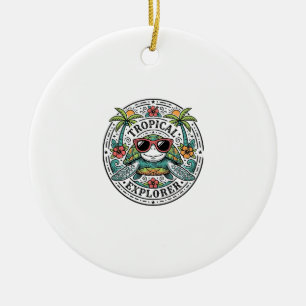 Ornamento De Cerâmica Óculos de Sol Tartaruga Marinha Tropical Vintage G