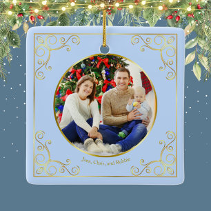 Ornamento De Cerâmica Ode ao Balé Quebra-Nozes Foto Personalizada Azul