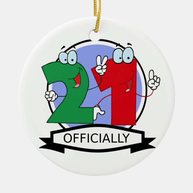 Ornamento De Cerâmica Oficialmente bandeira de 21 aniversários (Frente)
