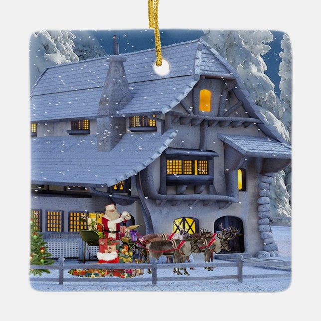 Ornamento De Cerâmica Oficina do Natal (Frente)