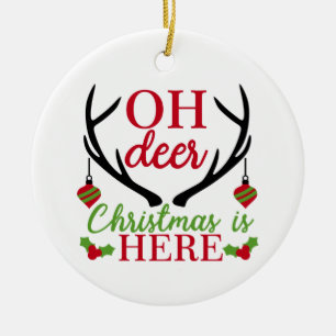Ornamento De Cerâmica Oh Deer Christmas