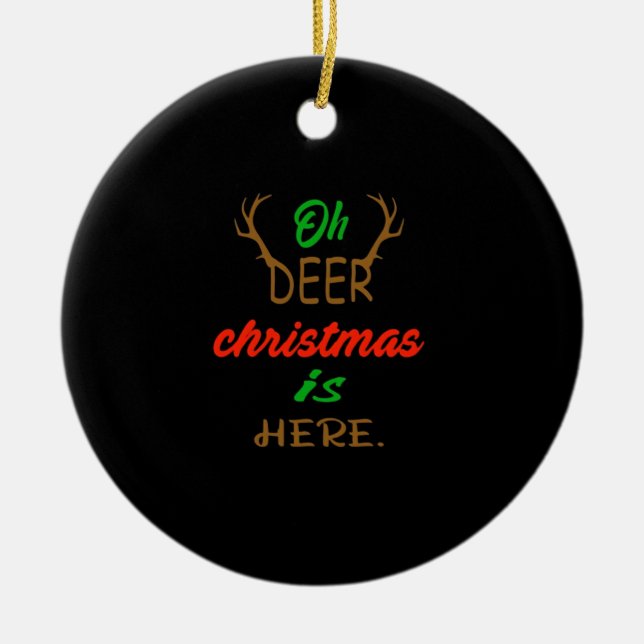 Ornamento De Cerâmica Oh Deer Christmas Celebration Holiday Design (Frente)