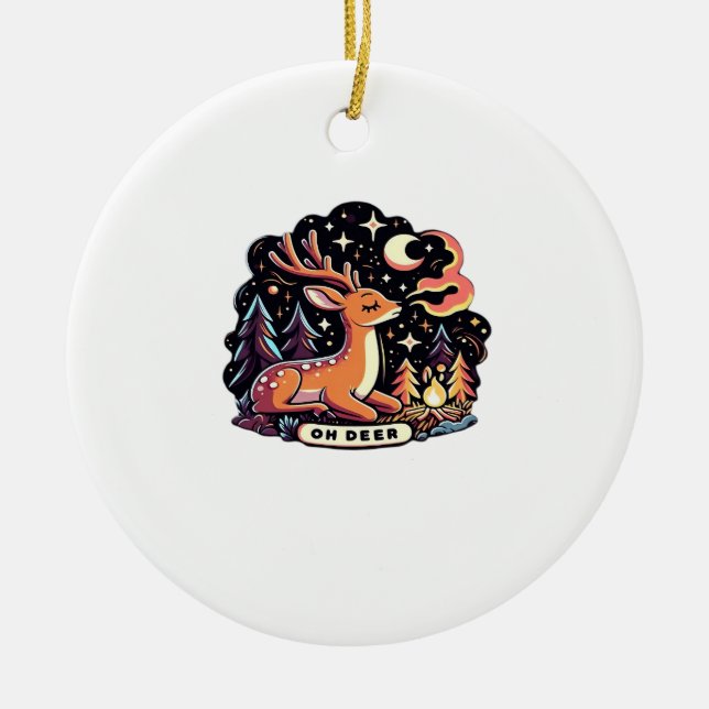 Ornamento De Cerâmica Oh Deer Contemporary Graphic Vibe (Frente)