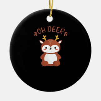 Ornamento De Cerâmica Oh Deer Kawaii Deer Playful Art Style