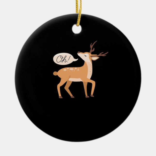 Ornamento De Cerâmica Oh Deer Minimal Clean Aesthetic Ornament (Frente)