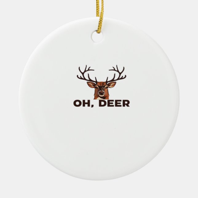 Ornamento De Cerâmica Oh Deer Modern Clean Design Ornament (Frente)