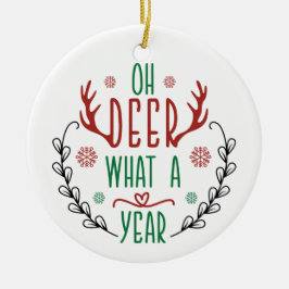 Ornamento De Cerâmica OH DEER Que Ano | Bebê-Rena Engraçada