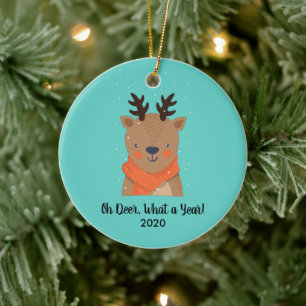 Ornamento De Cerâmica Oh Deer, que ano, engraçada árvore de Natal 2020