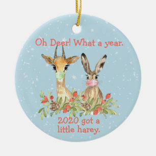 Ornamento De Cerâmica Oh Deer Que Ano Natal Pandemia 2020