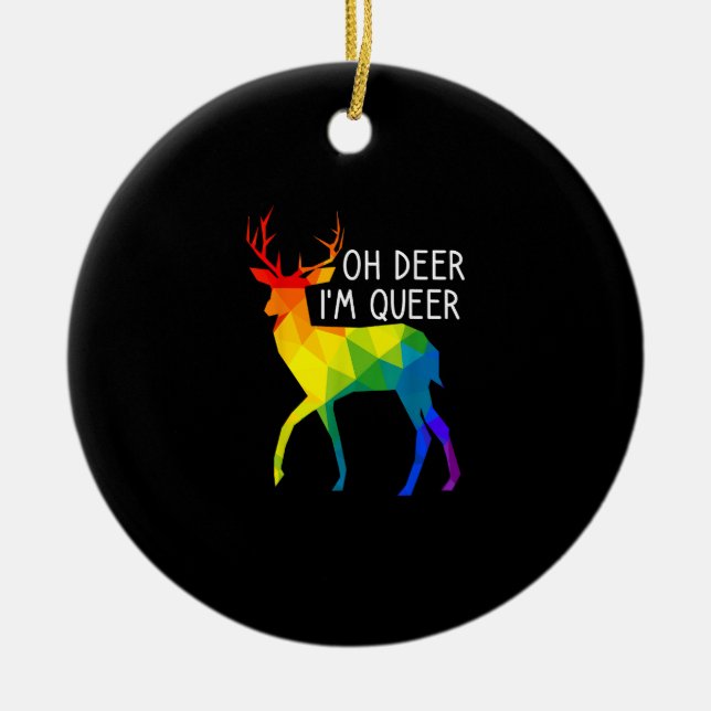Ornamento De Cerâmica Oh Deer Queer LGBTQ Pride Celebration Month (Frente)