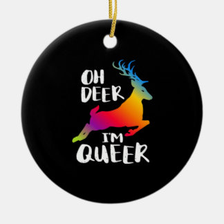 Ornamento De Cerâmica Oh Deer Queer Pride Minimal Artistic StyleOrnament