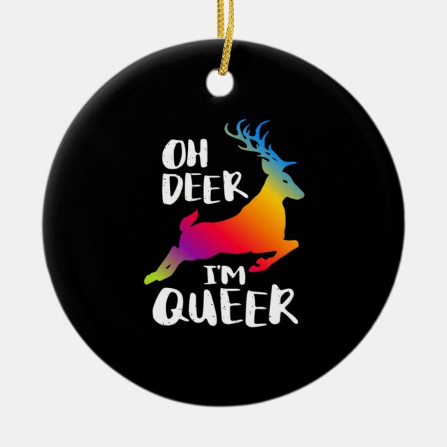 Ornamento De Cerâmica Oh Deer Queer Pride Minimal Artistic StyleOrnament (Frente)
