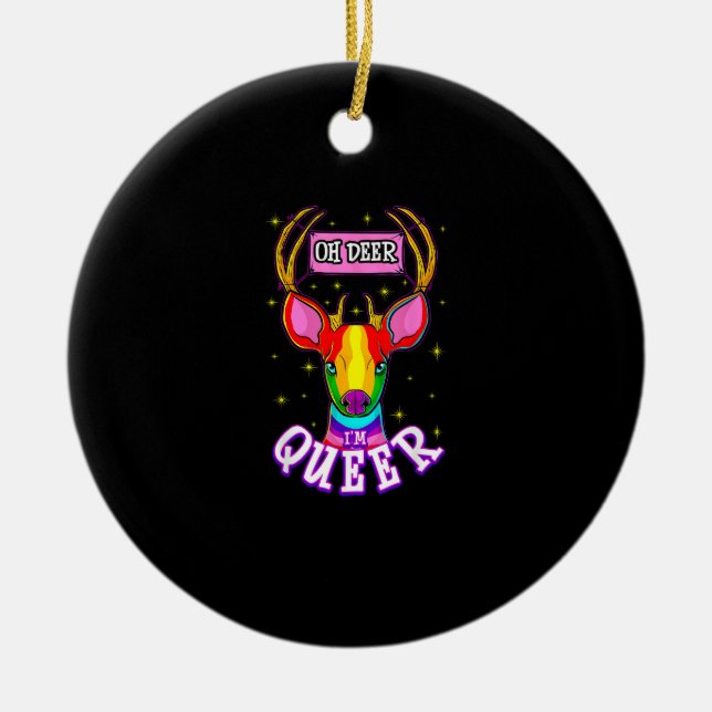 Ornamento De Cerâmica Oh Deer Queer Pride Month Celebration Gift (Frente)