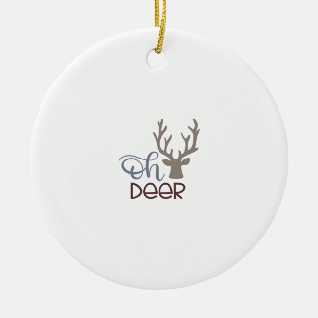 Ornamento De Cerâmica Oh Deer Retro Classic Design Ornament (Frente)