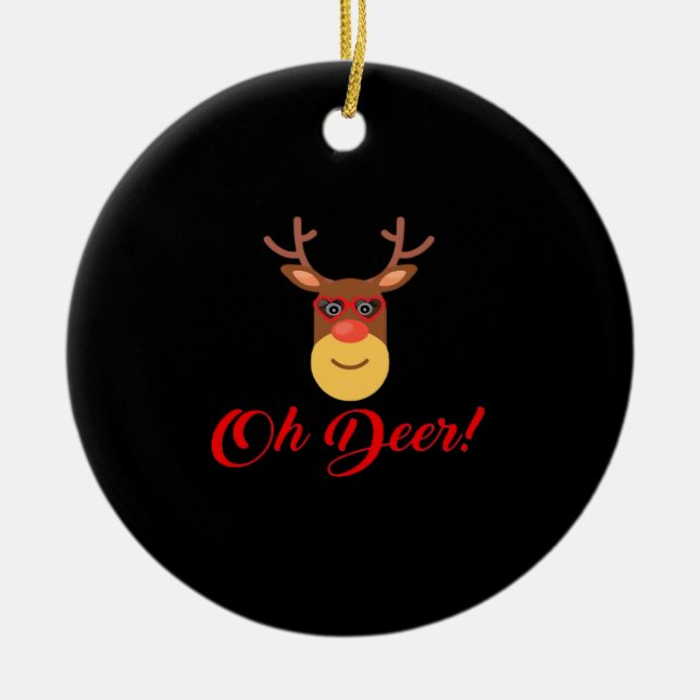 Ornamento De Cerâmica Oh Deer Retro Classic  Ornament (Frente)