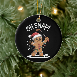 Ornamento De Cerâmica Oh Snap Homem de Neve de gengibre Golfista Natal X