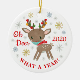 Ornamento De Cerâmica Oh Veado Que Rebelde De Ano Com O Natal Da Máscara