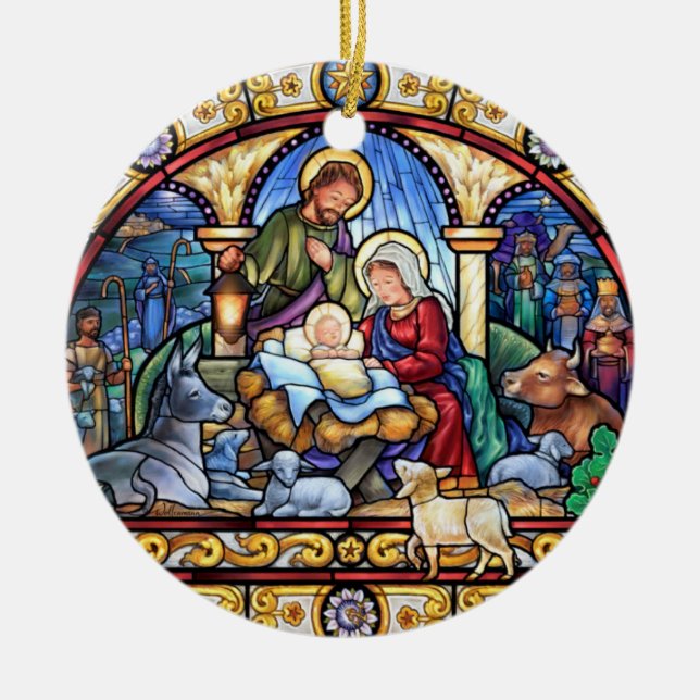 Ornamento De Cerâmica Oh venha deixe-nos Adore o (Frente)