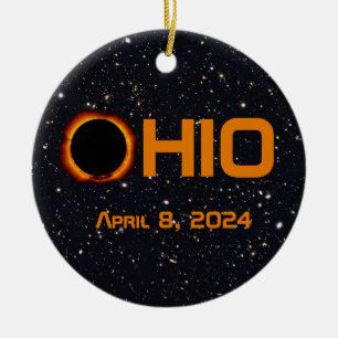 Ornamento De Cerâmica Ohio 2024 Eclipse Solar Total