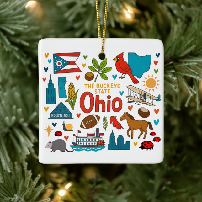 Ornamento De Cerâmica Ohio Custom Family Trip Christmas (Árvore)