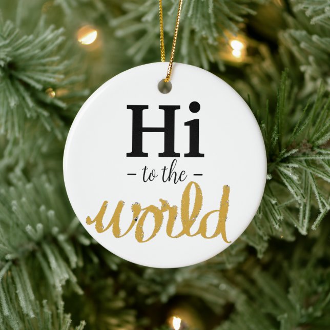 Ornamento De Cerâmica Oi Para O Mundo, Dourado, Aposta De Nascimento Bra (Árvore)