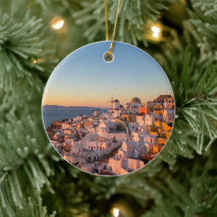 Ornamento De Cerâmica Oia, Santorini Grécia, Pôr do sol