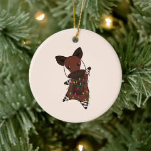 Ornamento De Cerâmica Okapi Christmas Snow Winter Animais Okapis Cerâmic