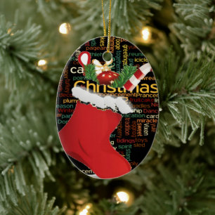 Ornamento De Cerâmica Olá! Feliz Natal GIFTS e um Feliz ano novo