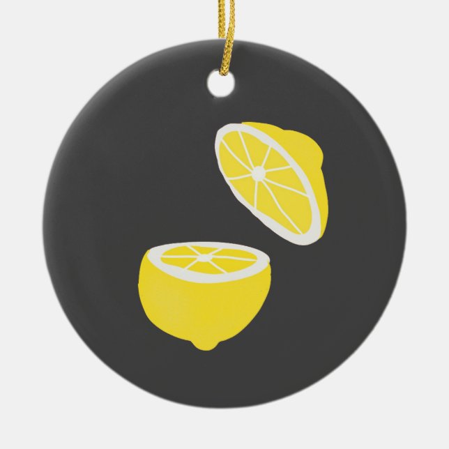 Ornamento De Cerâmica Olá Lemon, fruta amarela moderna (Frente)