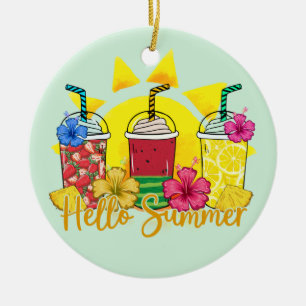 Ornamento De Cerâmica Olá Summer   Refrescando Fruta tropical Smoothy