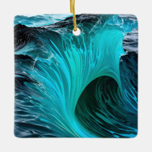 Ornamento De Cerâmica "Ola Tiburón" Onda Azul De Tubarão