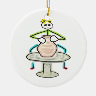 Ornamento De Cerâmica Olaria Stickman