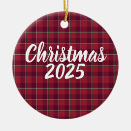 Ornamento De Cerâmica Old Brick and Cab Sav Plaid Christmas 2025