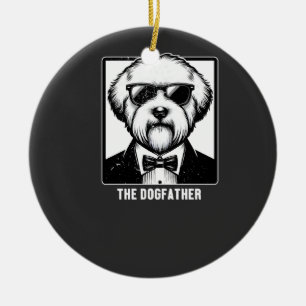 Ornamento De Cerâmica Old English Sheepdog O Padrasto do Cachorro Smokin
