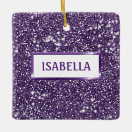 Ornamento De Cerâmica Olhar de Textura de Brilho Roxo Falso Com Nome