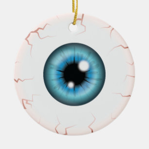 Ornamento De Cerâmica Olho Azul Com Nome Personalizado Feliz Halloween O