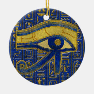Ornamento De Cerâmica Olho egípcio Dourado do Lazuli de Horus - de