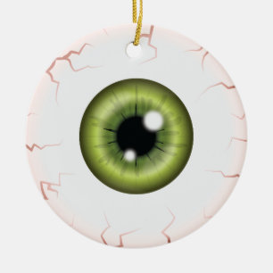 Ornamento De Cerâmica Olho Verde Com Nome Personalizado Feliz Halloween