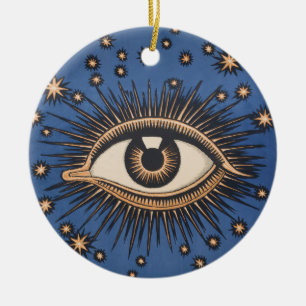Ornamento De Cerâmica Olhos Estrelas Lua Celestial Nouveau