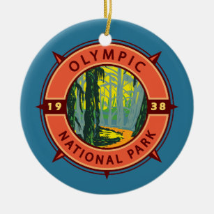 Ornamento De Cerâmica Olimpiadas National Park Hoh RainForest Retro Comp