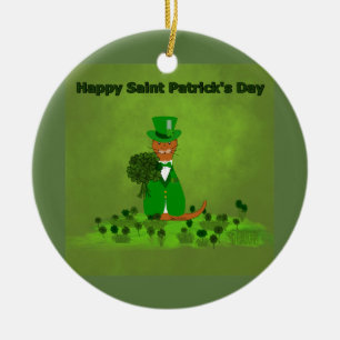 Ornamento De Cerâmica Oliver The Otter Picting Shamrocks - São Patrick