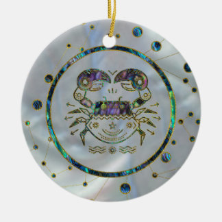 Ornamento De Cerâmica Olmo Dourado do zodíaco do cancer na constelação
