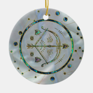 Ornamento De Cerâmica Olmo Dourado do zodíaco do Sagitário na
