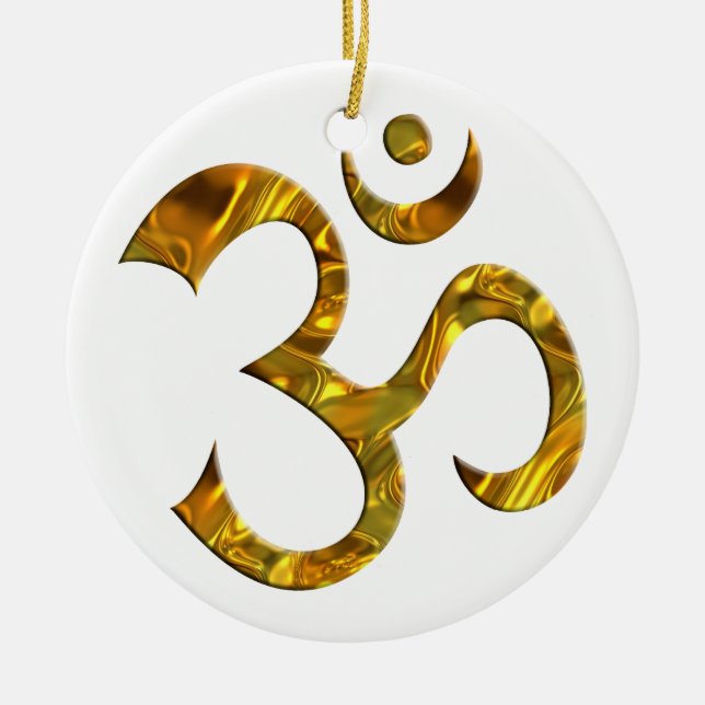 ORNAMENTO DE CERÂMICA OM / AUM - DOURADO (Frente)