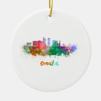 Ornamento De Cerâmica Omaha V2 skyline in watercolor