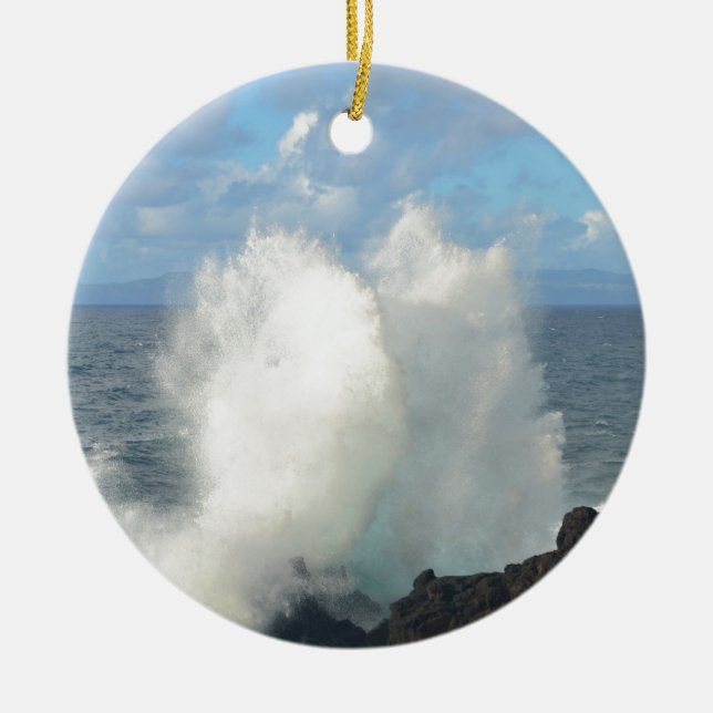 Ornamento De Cerâmica Ondas a partir de uma costa vulcânica (Frente)