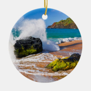 Ornamento De Cerâmica Ondas batem na praia, Havaí